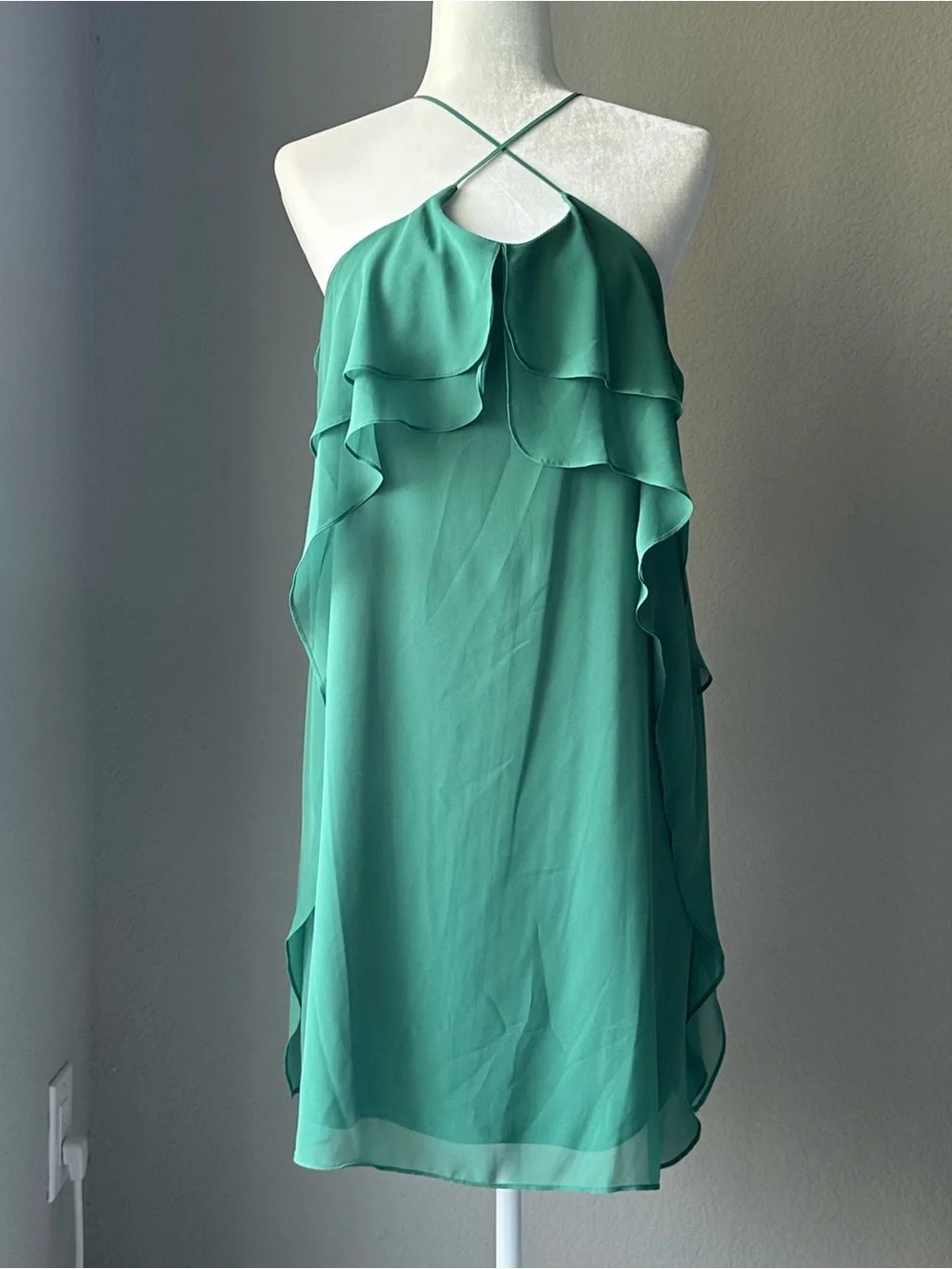 bcbg green dress Asymmetrical Jersey Gown  BCBGMAXAZRIA Charmeuse sash at waist BCBGMaxazria Rosetta Lemongrass Green Half